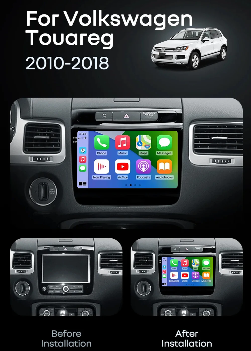 For Volkswagen VW Touareg 2012 - 2018 2K 12+256 QLED Android 16 CarPlay Car Radio Multimedia Video Player GPS stereo Head Unit