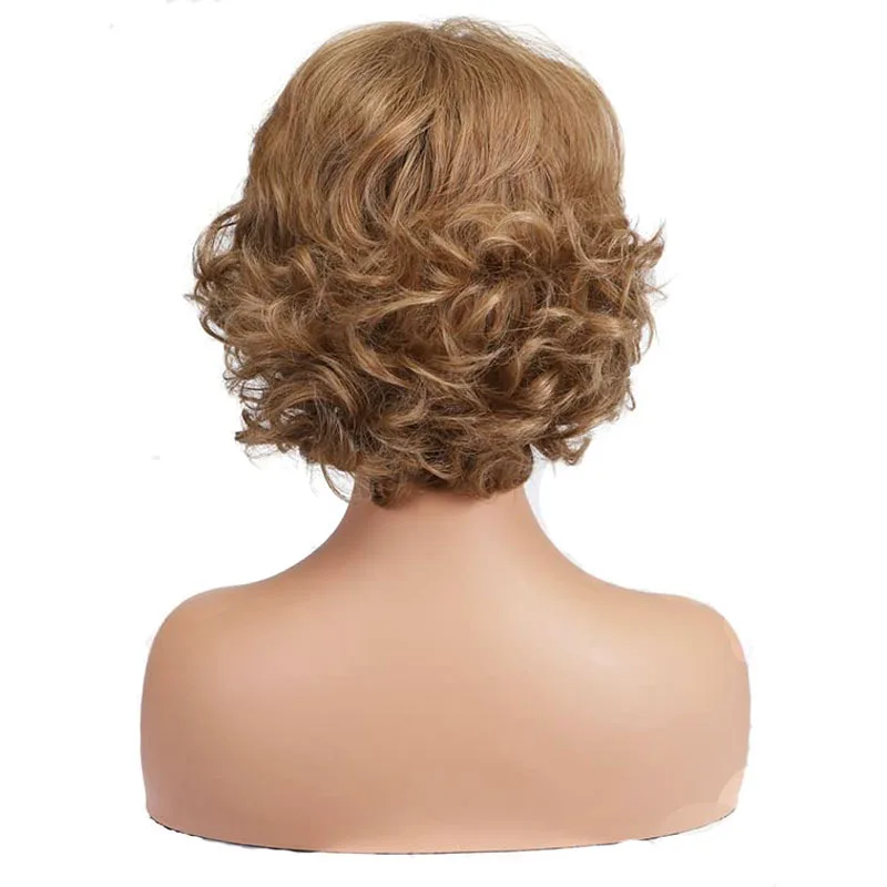 Women Fashion Mixed Brown Wigs Short Hairstyle Soft Healthy Daily Wear Wig Short Synthetic Wigs for Mommy Gifts Wigs