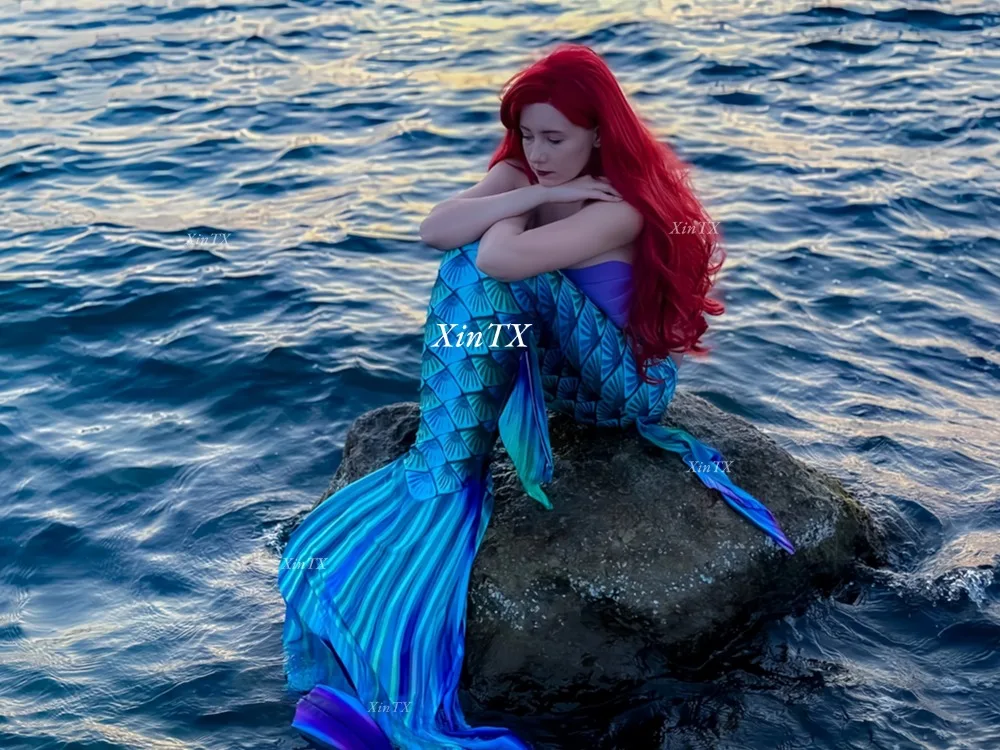 

HOT!2025 Adult Mermaid Tail Swimsuit Swimming Girls Cosplay Costume PVC Board Photo Beach Dress Tail With Flippers