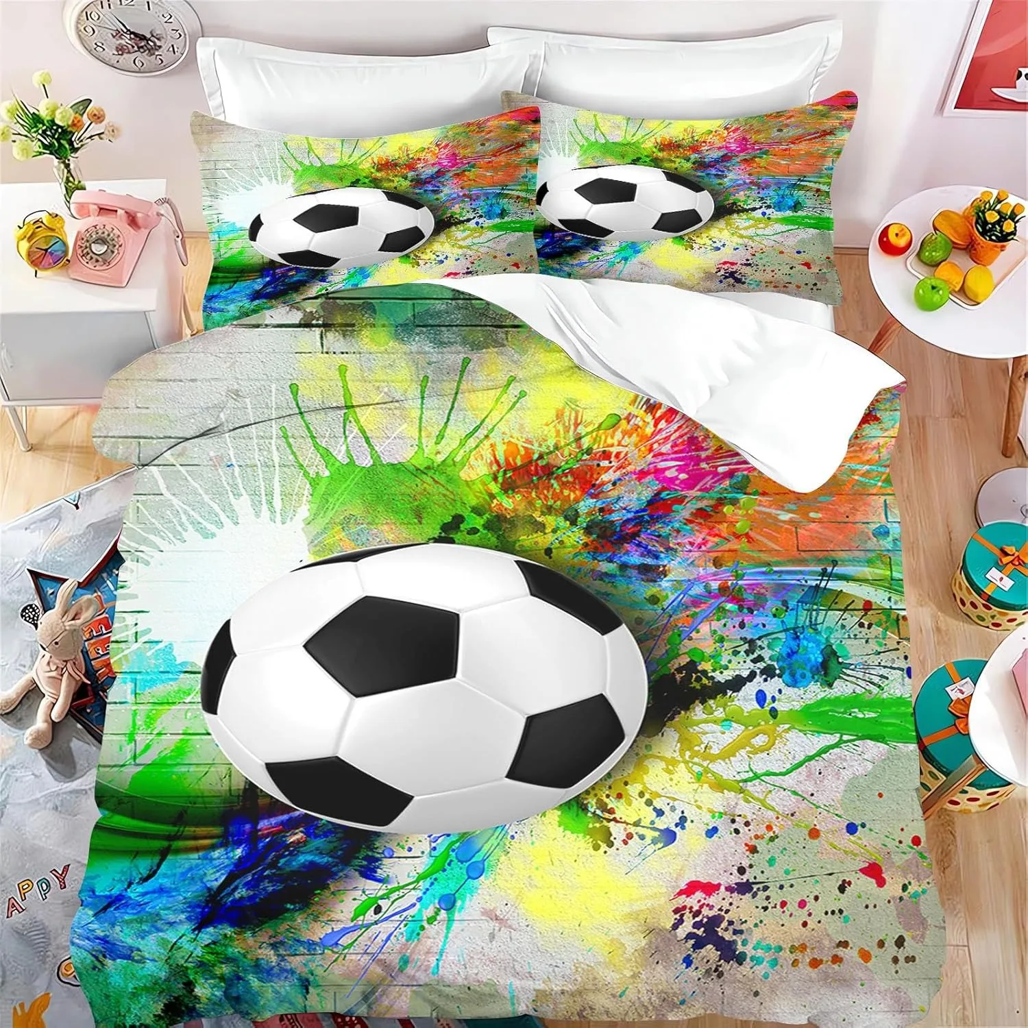 Football Duvet Cover 2/3-Pcs for Football-fans Kids Soft Breathable Bedding Custom Made Home Decor for Bedroom