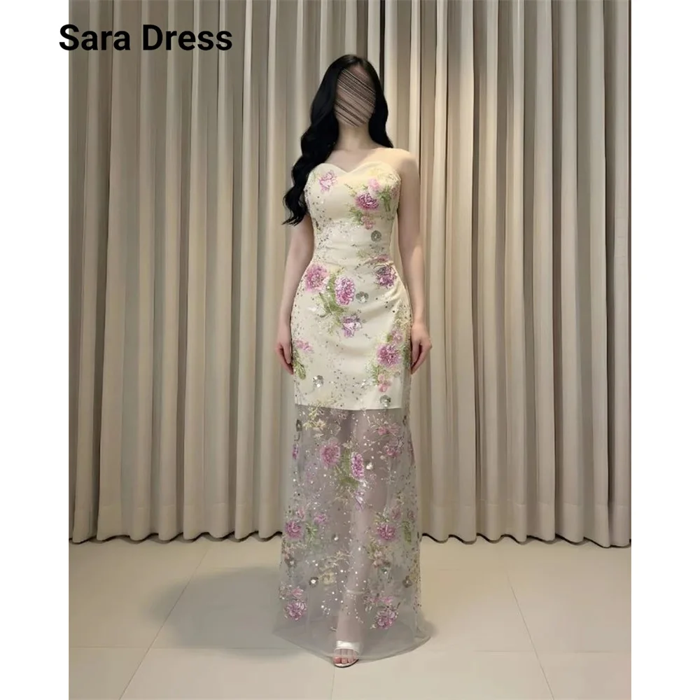 Sara Custom White Floral Lace Sleeveless Multi-layer Luxurious Women's Evening Dresses 2026 Luxury Women's Elegant Party Dress