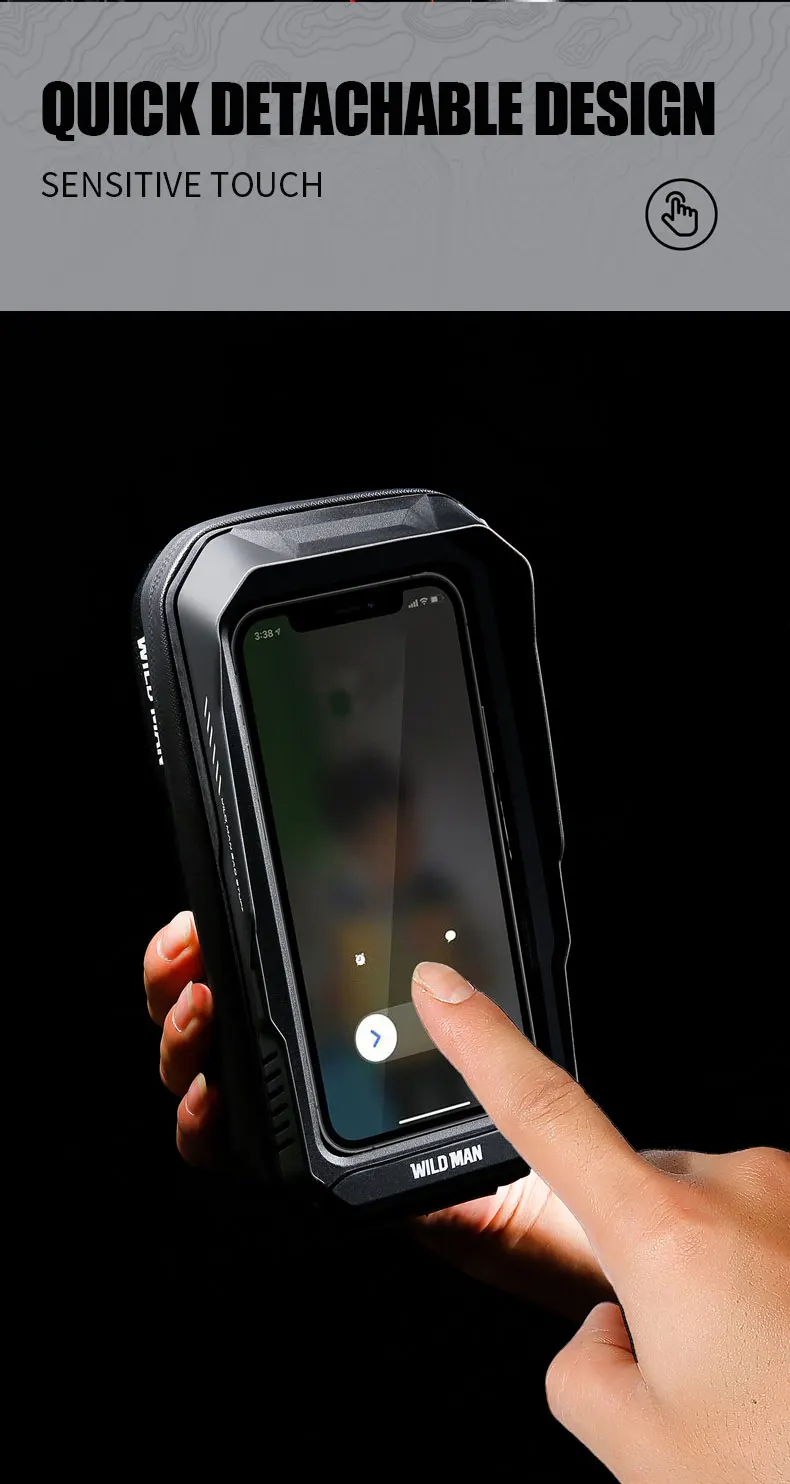 WILD MAN XT3 Bicycle Phone Bag Quick Release Handlebar Stem Mount TPU Touchscreen Window Hard Shell Zipper Storage Cycling Pouch