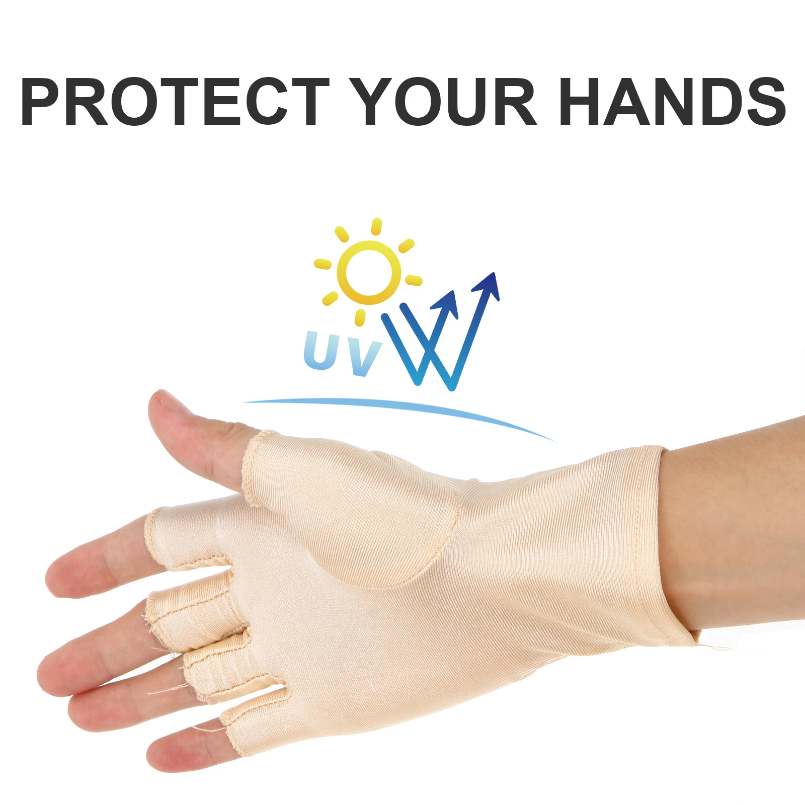 

2 Pairs Half Finger Gloves Sunscreen Cycling Riding Breathable Waterproof Ice Silk Summer Men Women Size Skin Color