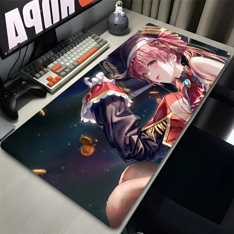 Houshou Marine Hololive Mouse Pad Laptop Kawaii Anime Girl Mousepad 900x400 Gaming Keyboard Rug Large PC Skull Extended Desk Mat