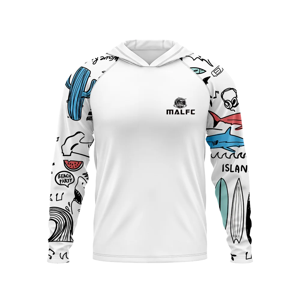 MALFC Men Hood Fishing Shirt long sleeve fishing t shirt uv protection Fishing Apparel