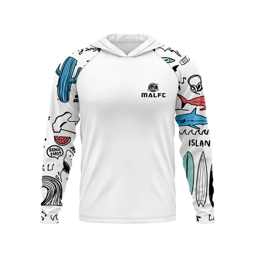 MALFC Camisa de pesca con capucha para hombre, camiseta de pesca de manga larga, ropa de pesca con protección uv