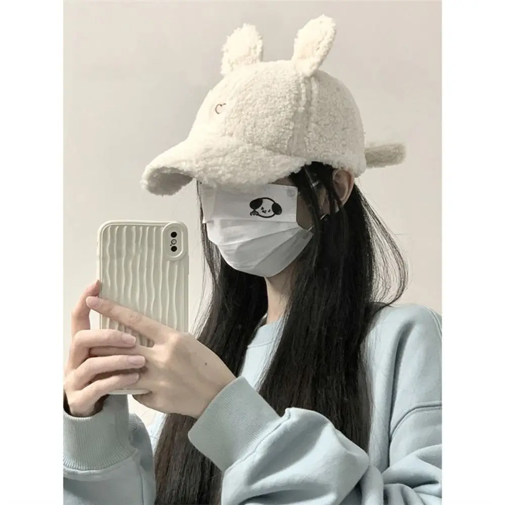 Прочная плюшевая бейсболка с кроличьими ушками, теплая утолщенная шапка с утиным языком, плюшевая шерстяная шапка с утиным языком