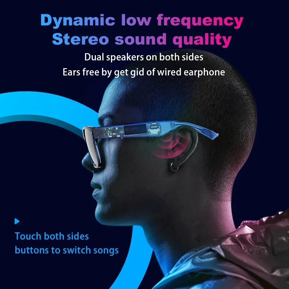 New KUMI Meta V1 Smart Glasses IPX4 Waterproof Break Audio-visual Imagination Create Bluetooth glasses Bluetooth 5.0 Phone Call - Image 4