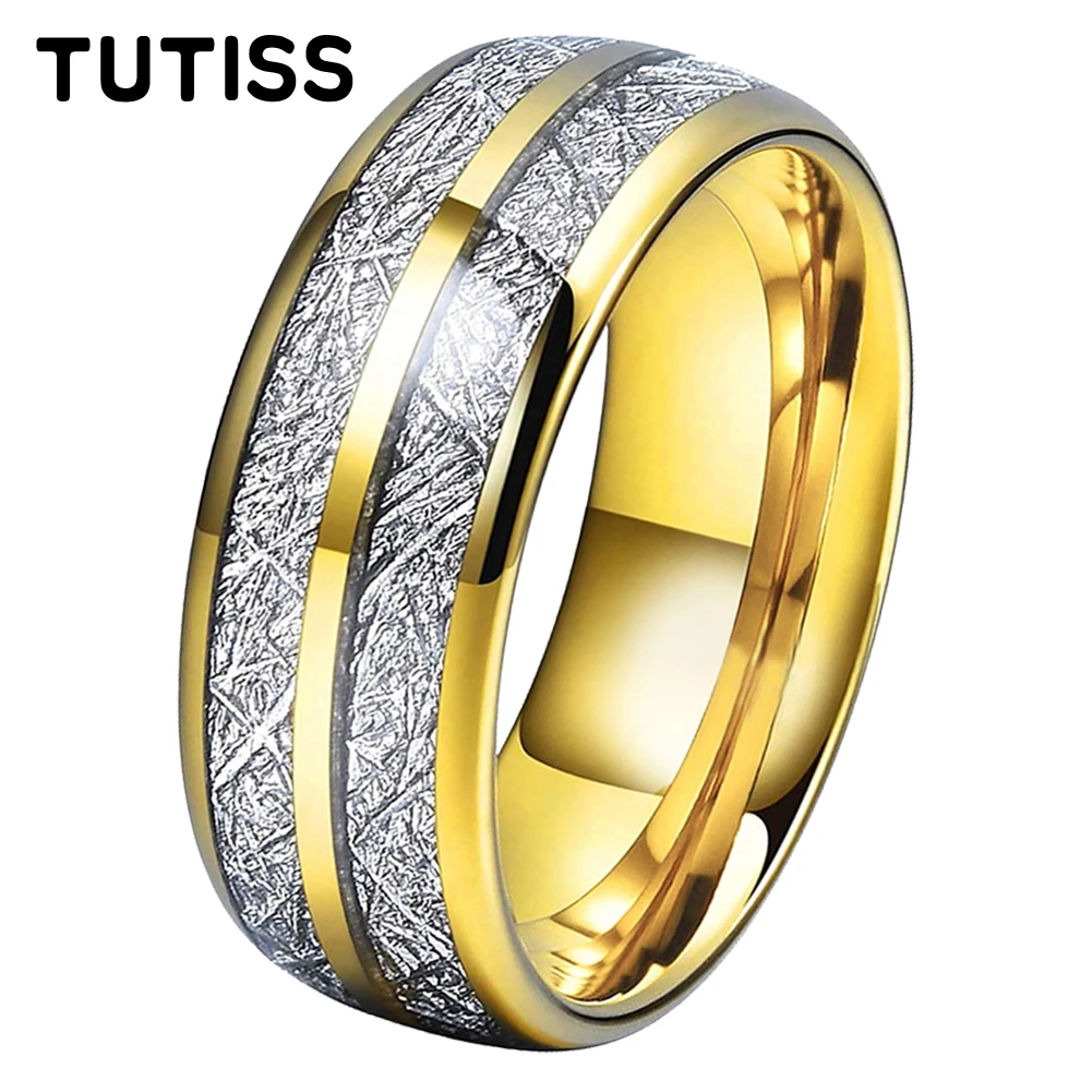 TUTISS Fashion 8mm Groove Beveled Tungsten Steel Ring Inlaid With Carbon Fiber For Men Women Wedding Ring Comfortable Fit