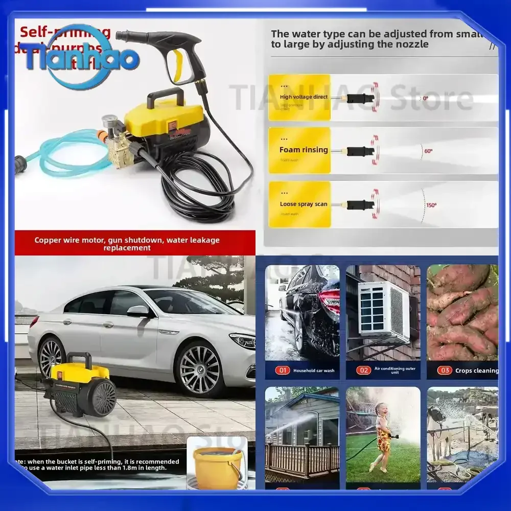 High Pressure Car Washing Machine for Household Use 220V High Power Automatic Cleaning Device for Cars Water Washer