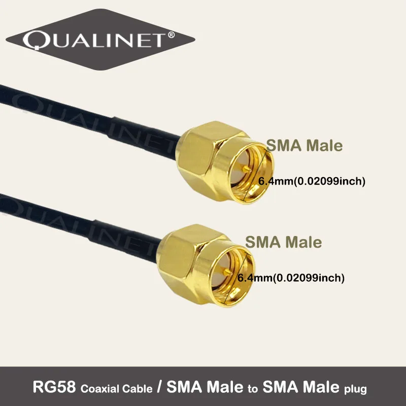 QUALINET SMA Male RP SMA Male To RP SMA Male SMA Female RG58 Coaxial Cable Extension Cable Copper Feeder SMA WiFi Pigtail Jumper