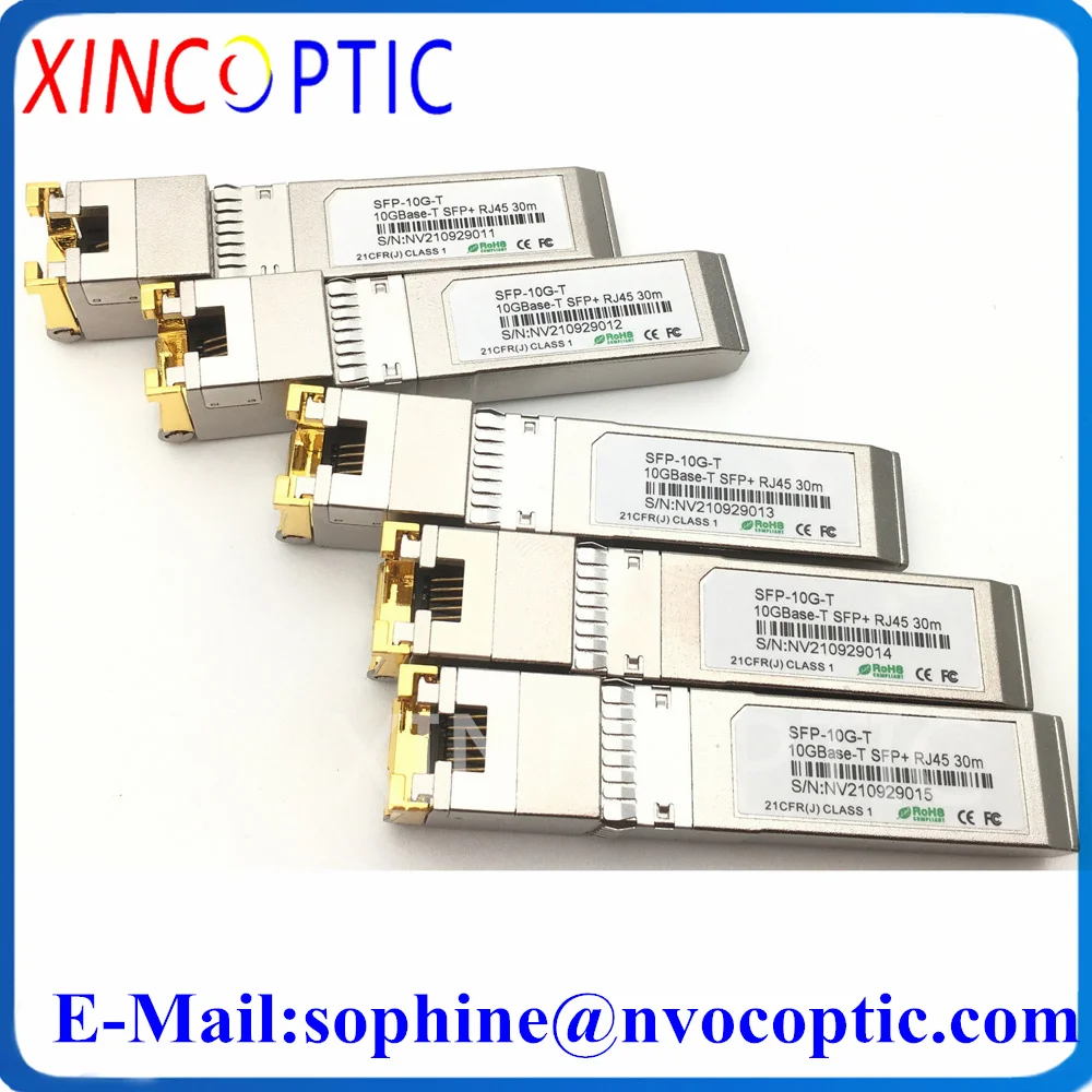 جهاز إرسال واستقبال 5cs SFP + 10GBASE-T RJ45 ، وحدة نحاسية سعة 10 جيجابايت-T 30 متر لهاتف Huawei Mikrotik IBM HP