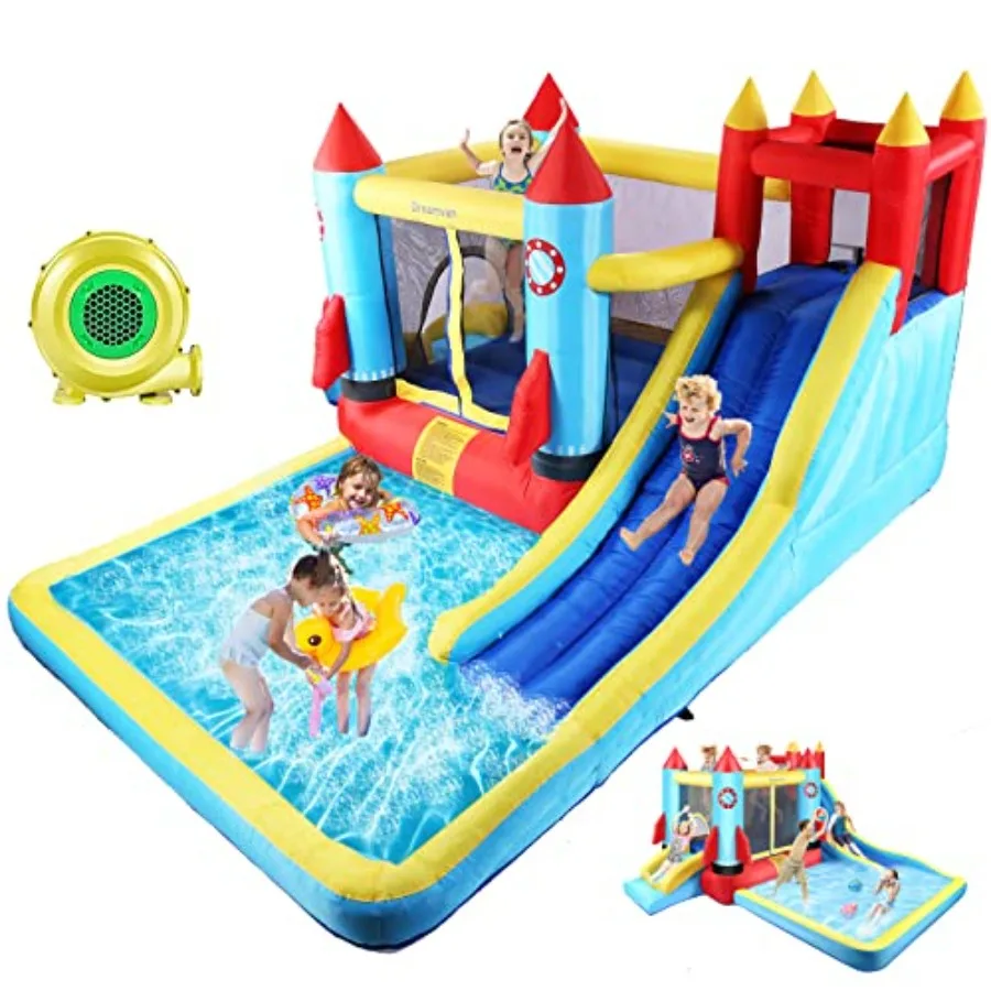 Casa inflável do salto para a casa inflável exterior interna de 146x132x82 polegadas com grande área saltando da piscina 2 água sli