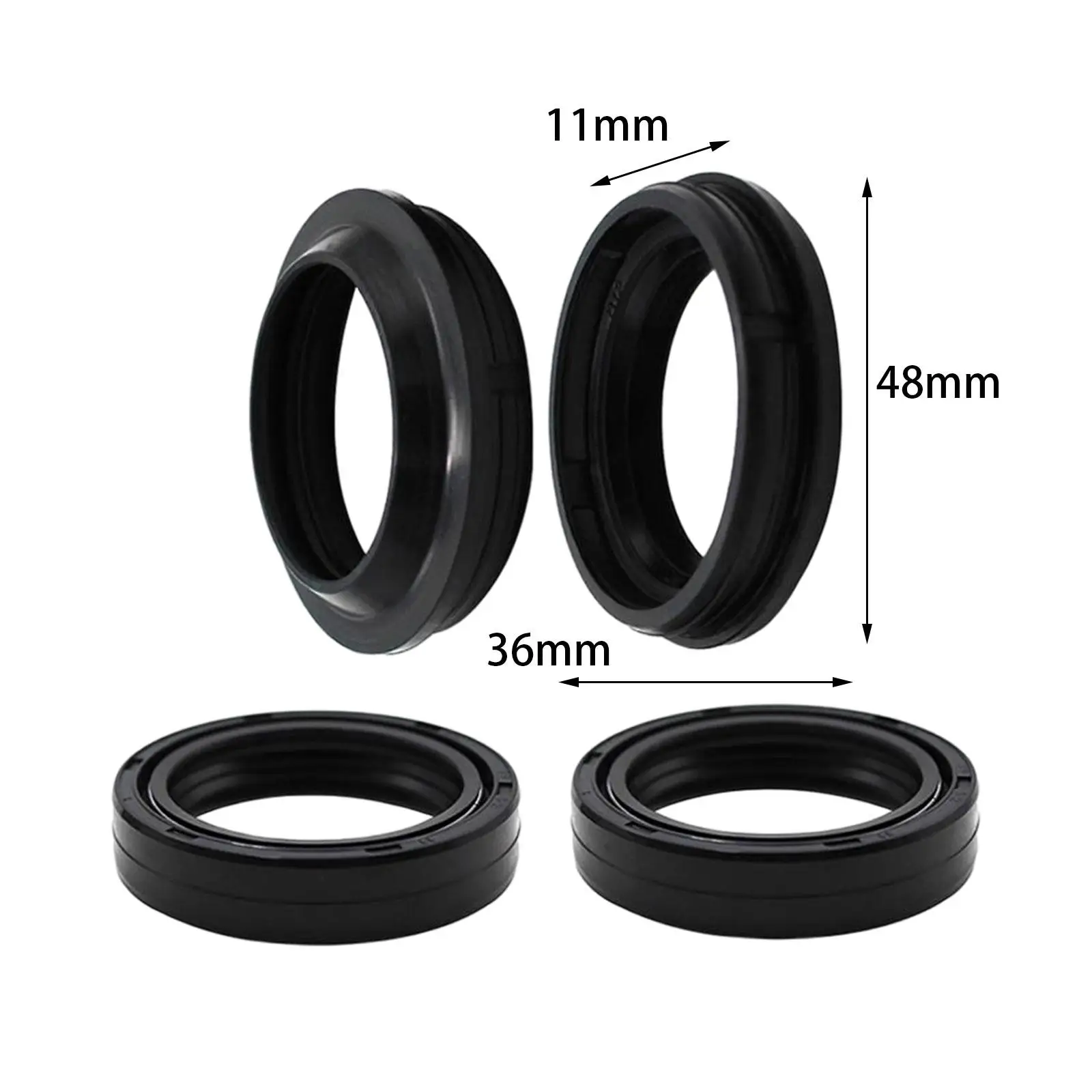 Kit de Retenes de Horquilla Delantera 36x48x11mm de Goma de Rendimiento Estable para Yamaha XT 125 X BRA 2007 Protección de Suspensión