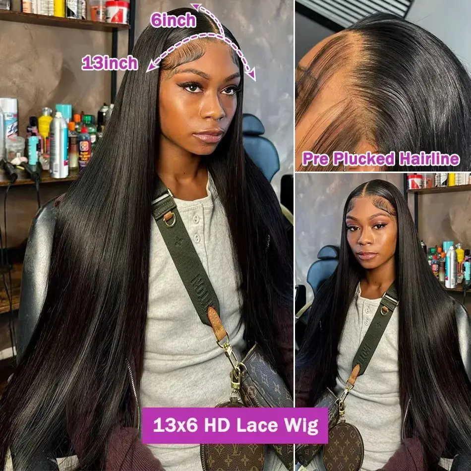 40 Inch Wigs Human Hair Hd Frontal 13x6 Raw Real Length Straight Human Hair Lace Wig Overseas Warehouse Free Shipping - view 2