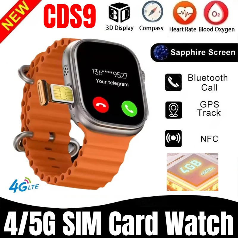 

CDS9 Ultra 5G Smartwatch 2.2\" AMOLED HD 180° Rotating Camera Heart Rate/SpO2/Sleep Monitor GPS/4G IP67 Android Watch