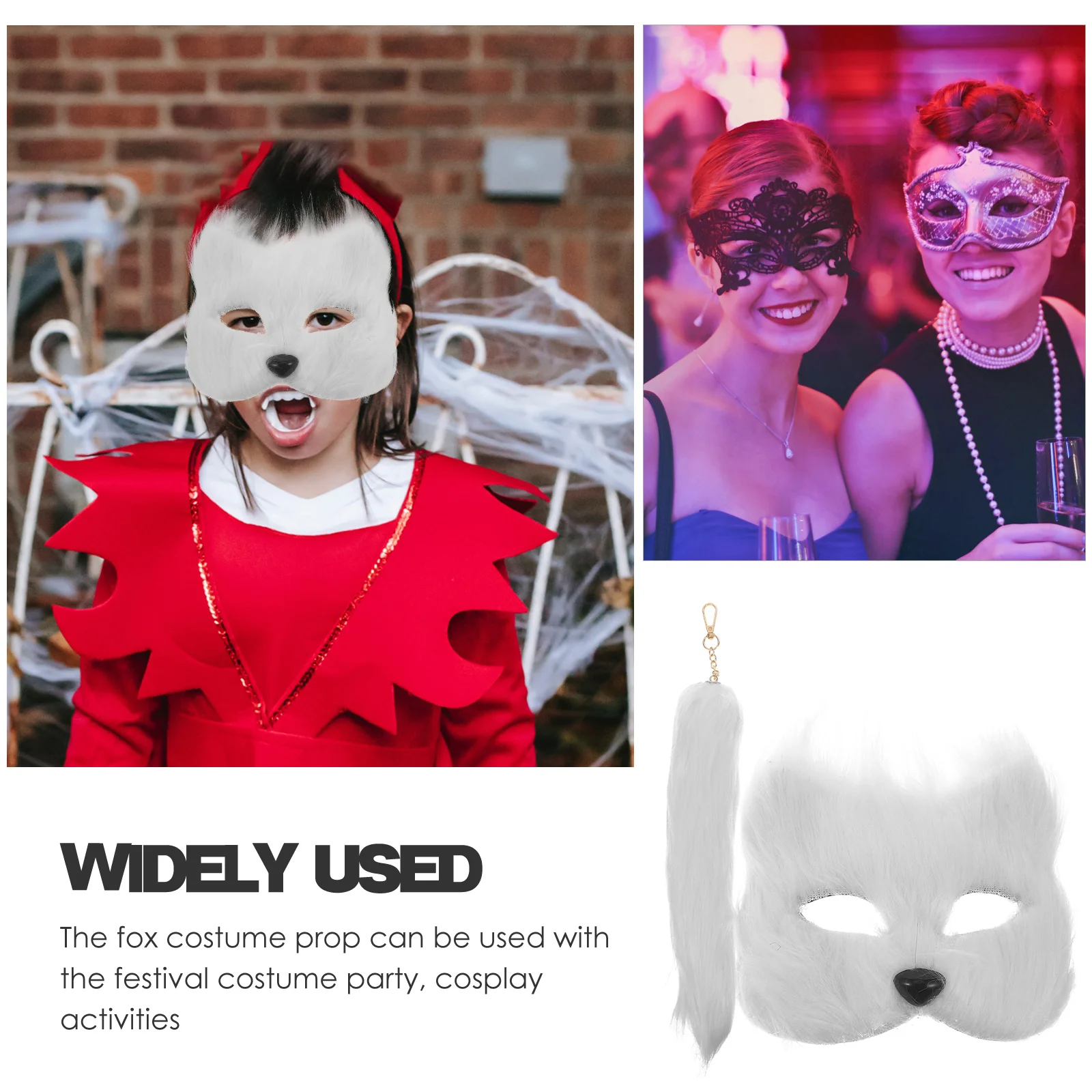 

Fox Mask Tail Set Animal Face Clothing Plastic Cosplay Costume Props Accessory Halloween Masquerade Miss Masks