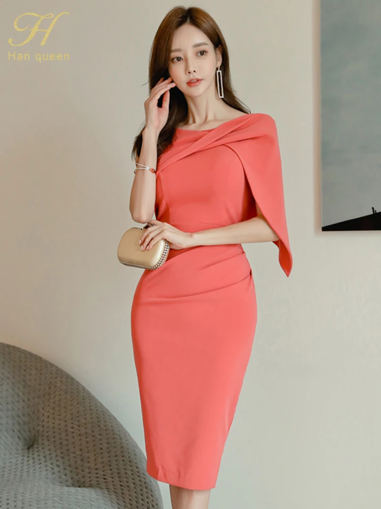 H Han Queen Summer women\'s Sexy monospalla Bodycon Pencil tubino abiti elegante coreano Evening Party Special Occasion Dress