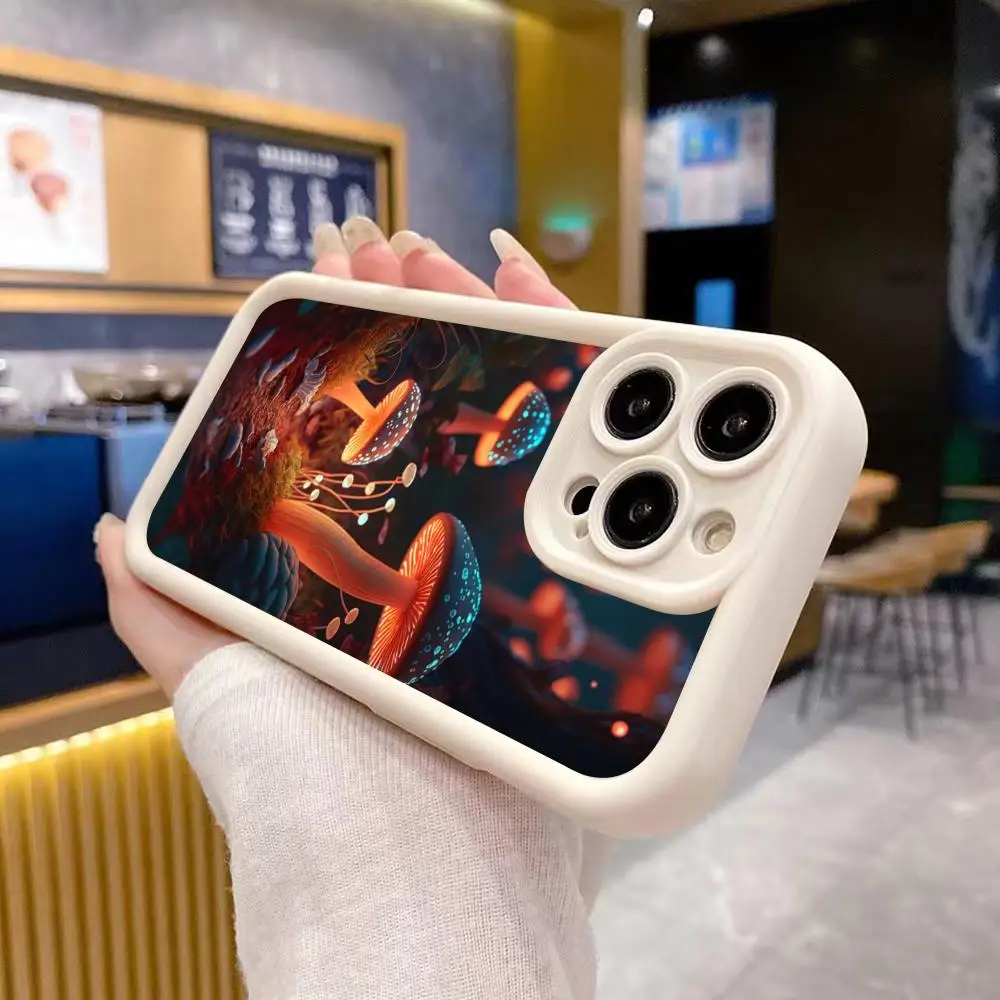 

Неоновый чехол-гриб для iPhone 17 16 15 14 13 12 11 Air Pro Max Plus, утолщенный, из ТПУ, разноцветный, роскошный, красивый