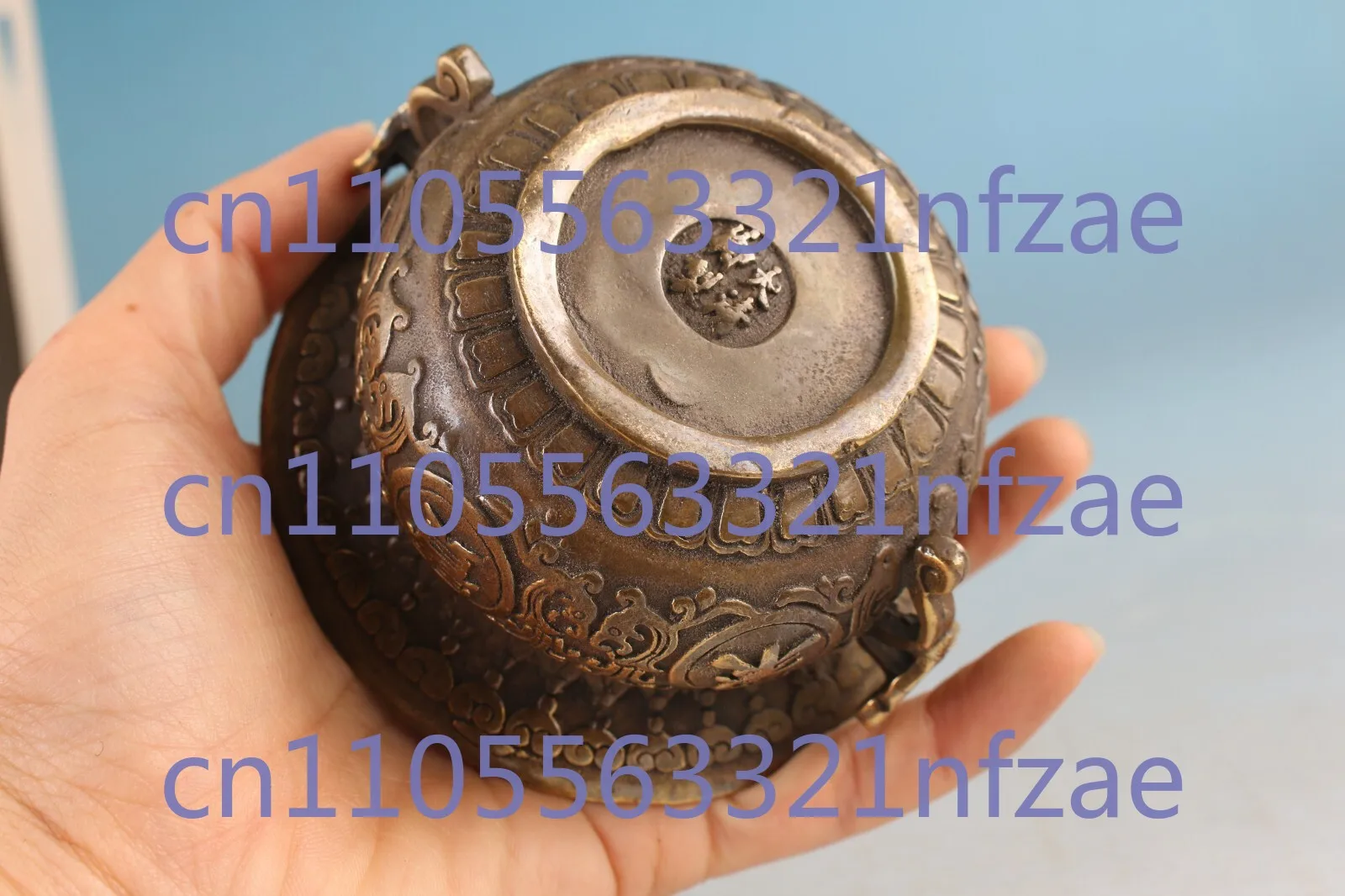 

chinese bronze copper handmade lucky statue figure pot bowl incense burner