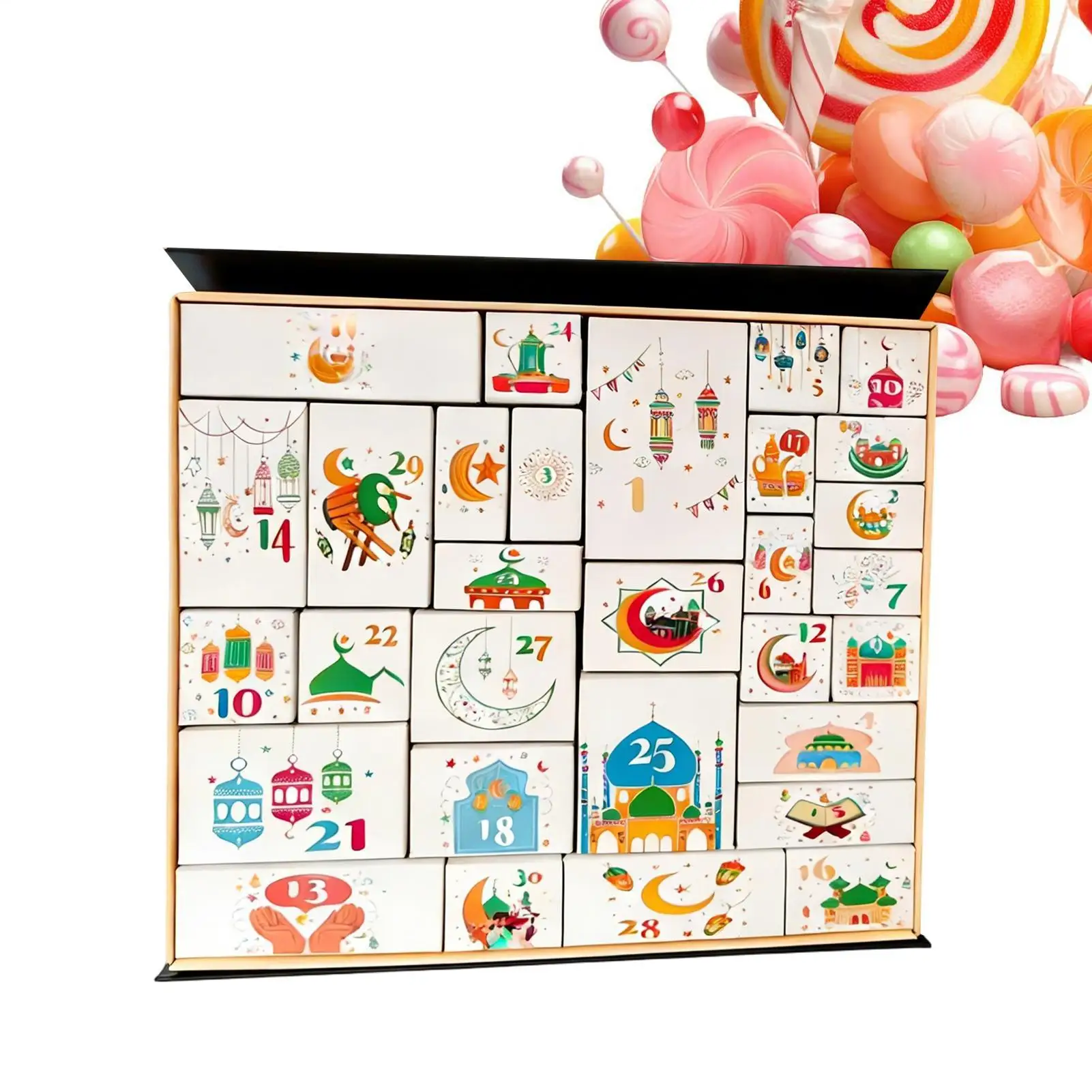 

Календарные коробки для самостоятельного оформления, контейнеры для конфет на праздники Ближнего Востока, наполняемый календарь обратного отсчета для любителей рукоделия, для дома и офиса