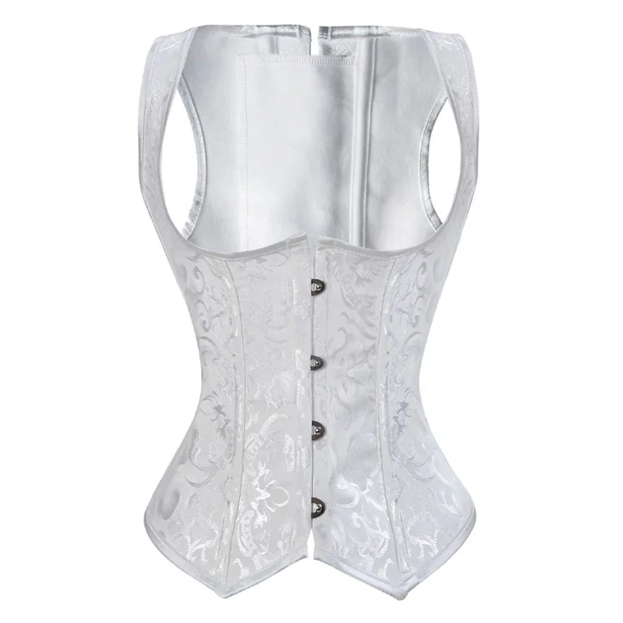 Jacquard Underbust Corsets Top Brocode Sexy Bustiers Gothic Slimming Corselet Vest Cupless Plus Size Black White costumes gowns