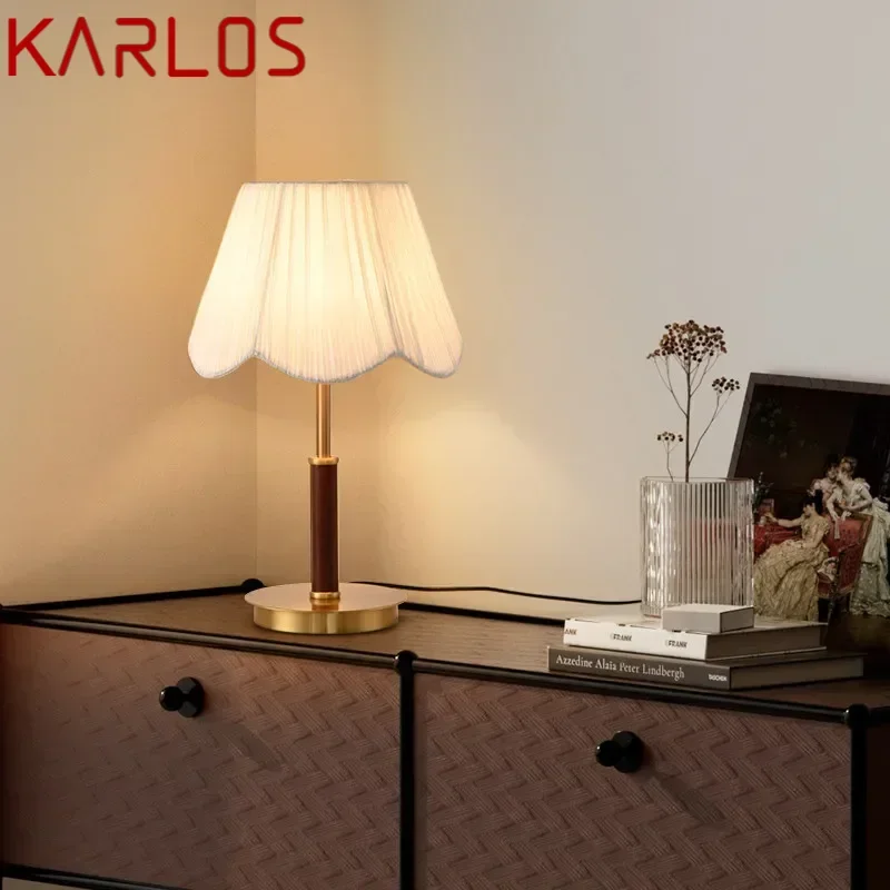 KARLOS Contemporary Creativity Table Lamp American Retro Art Living Room Study Villa Hotel Bedroom LED Bedside Desk Light