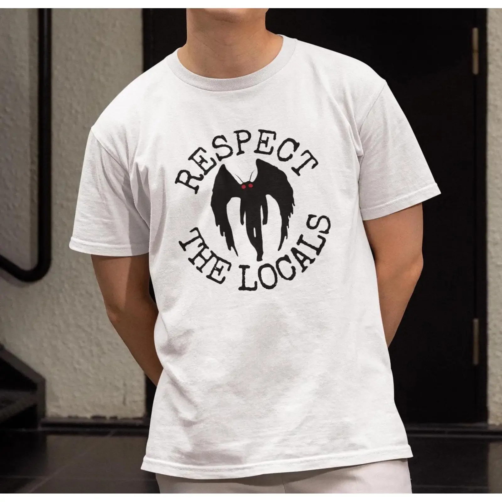 Mothman T Shirt Respect The Locals Cryptid vintage Washed Unisex Casual Stretched Versatile Top For Everyday Wear fashion