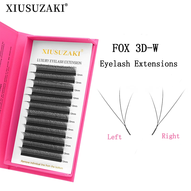 XIUSUZAKI Fox 3D W Shaped Eyelashes Extensions Matte Black Automatic Flowering W Shaped Lashes Premade Volume Individual Lashes