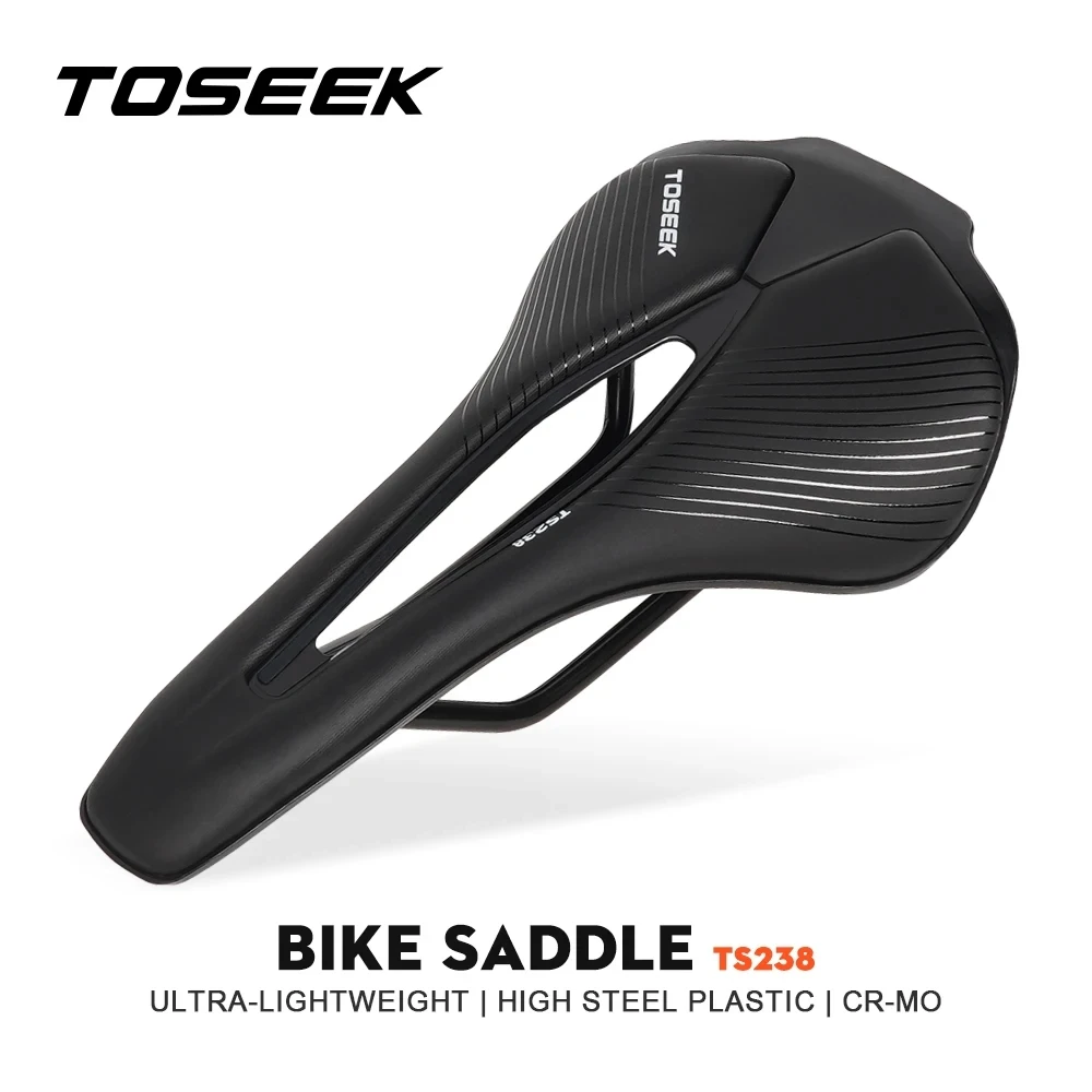 

TOSEEK TS238 Bicycle Saddle Hollow Breathable Shockproof Cycling Seat MTB Road Bike Saddle EVA Microfiber Leather Cushion