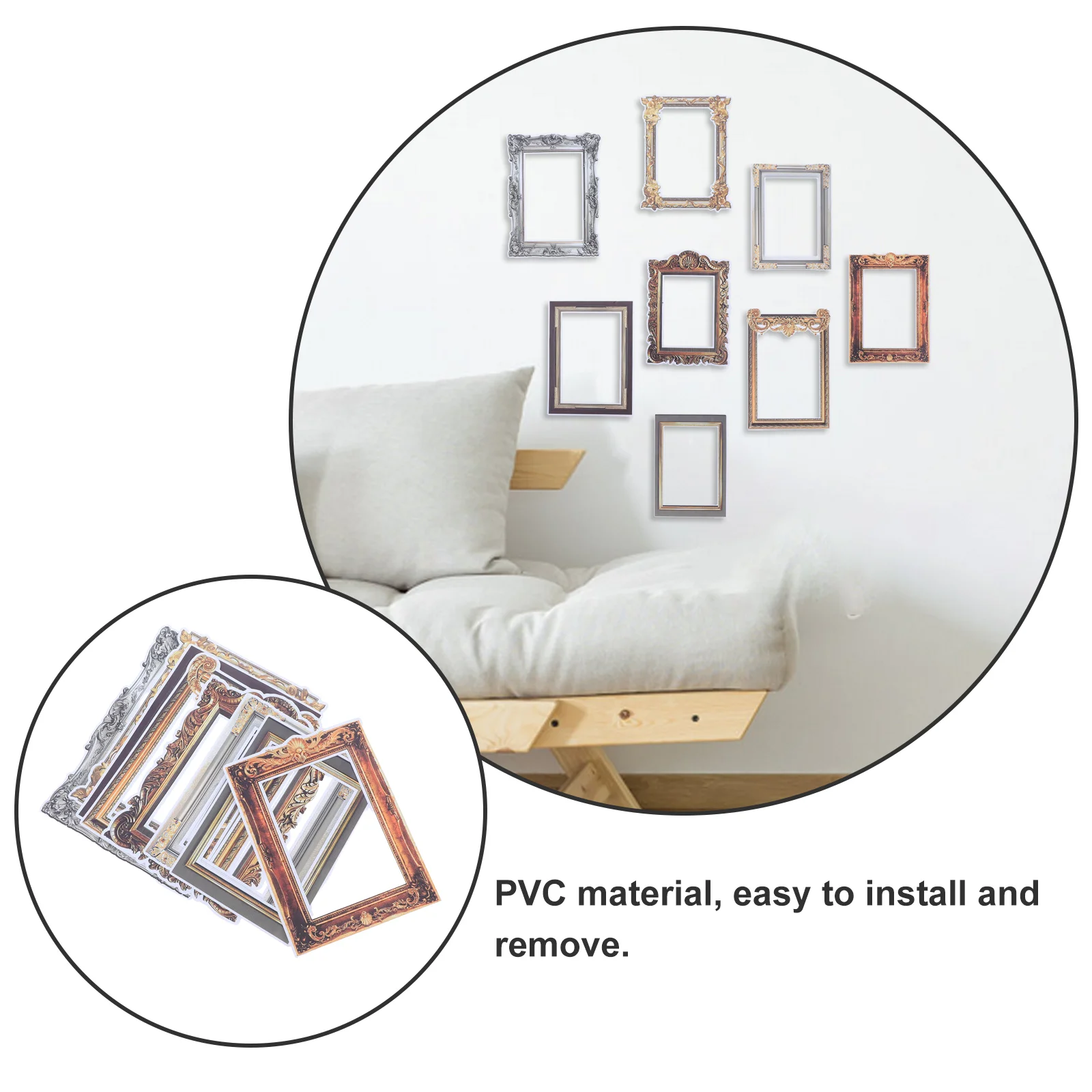 8 Pcs Wall Decor Retro Photo Frame Stickers Picture Collages for Neon Light