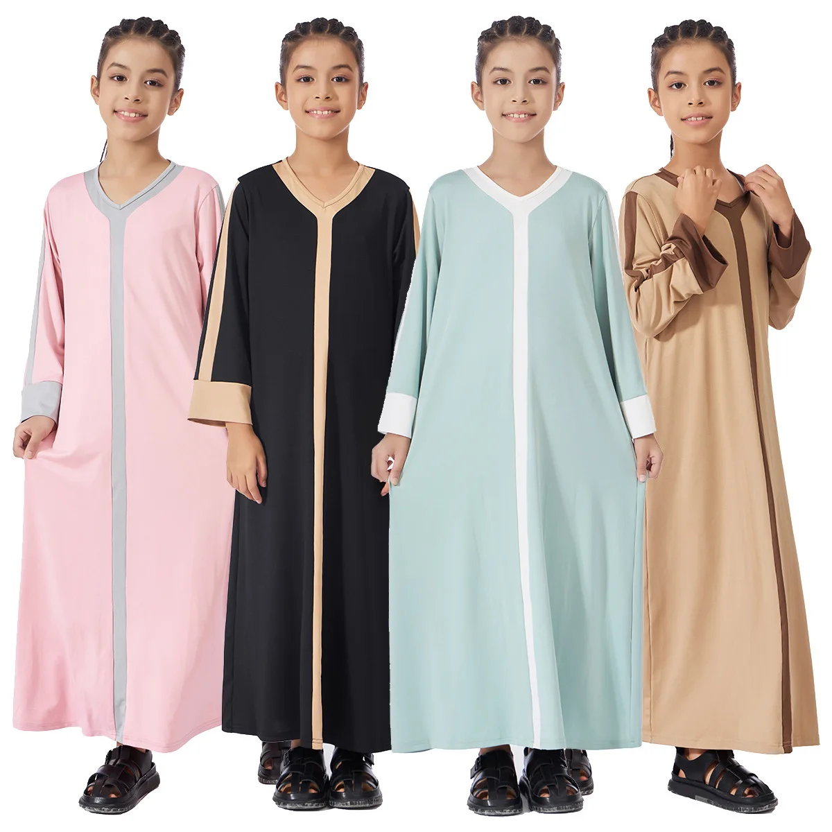 New Kids Girls Maxi Dress Ramadan Dubai Abaya Arabic Robe Muslim Dresses Eid Djellaba Islam Clothing Turkey Kaftan Jalabiya Gown