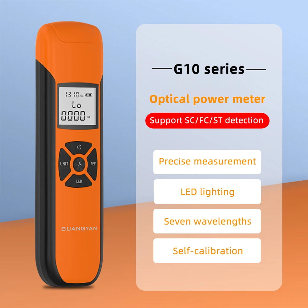 New Optical Power Meter G10 High Precision Rechargeable Battery FTTH Fiber Optic Power Meter With Flash Light OPM FC/SC/ST