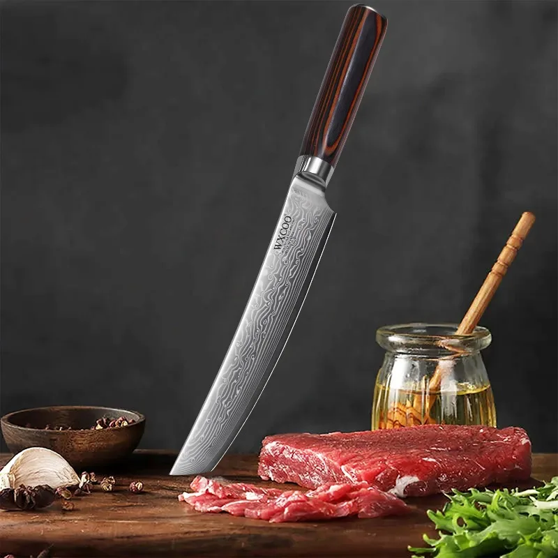 WXCOO Damascus Steel Chef Knife Cutting Kitchen Knife Meat Fruit Kitchen Accessories Sharp Hand Forged Butcher BBQ Knife