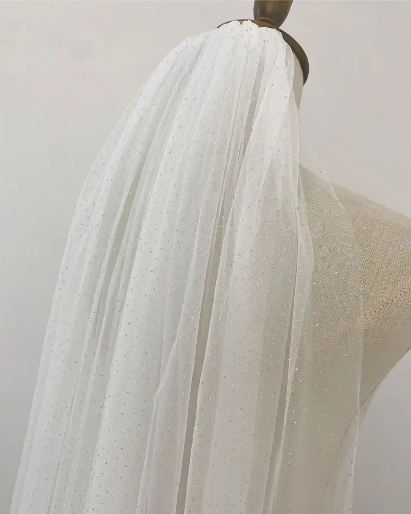 Ivory Black Glitter Wedding Veils Silver Sparking Bridal Veil 1 Tier Chapel Long Bling Bling Bride Accessories with Comb Custom image 5