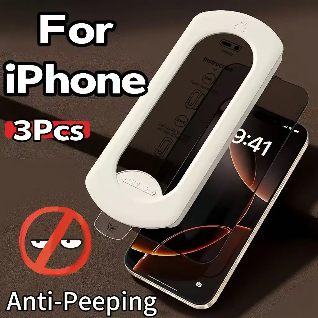 

3Pcs Privacy Screen Protector Anti Spy Tempered Glass For iPhone 17 16 15 14 13 12 11 Pro Max Plus Xs Xr HD