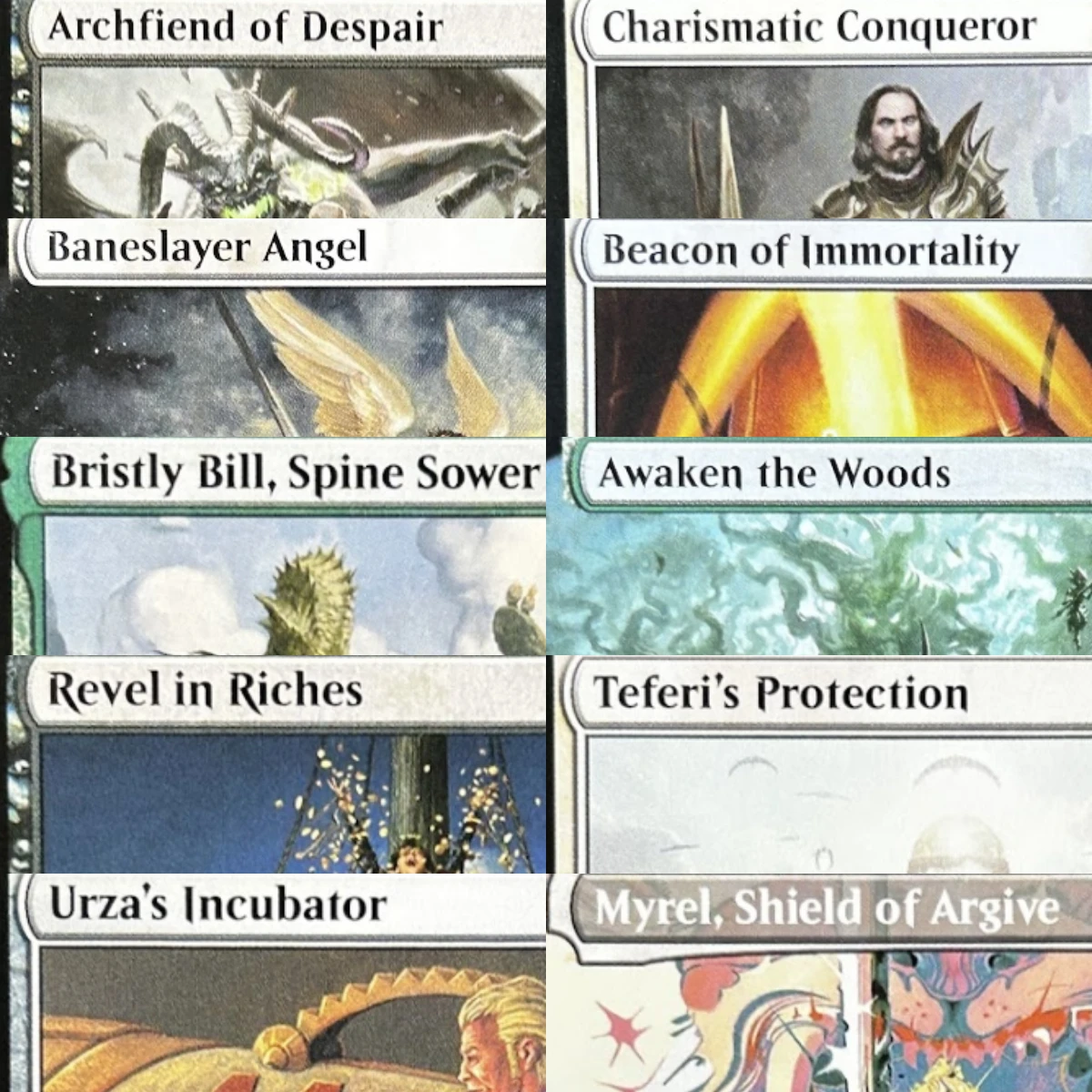 Birds of Paradise Bristly Bill, Spine Sower Teferi's Protection Underworld Breach High-Quality TCG Proxy Cards (Black-Core)