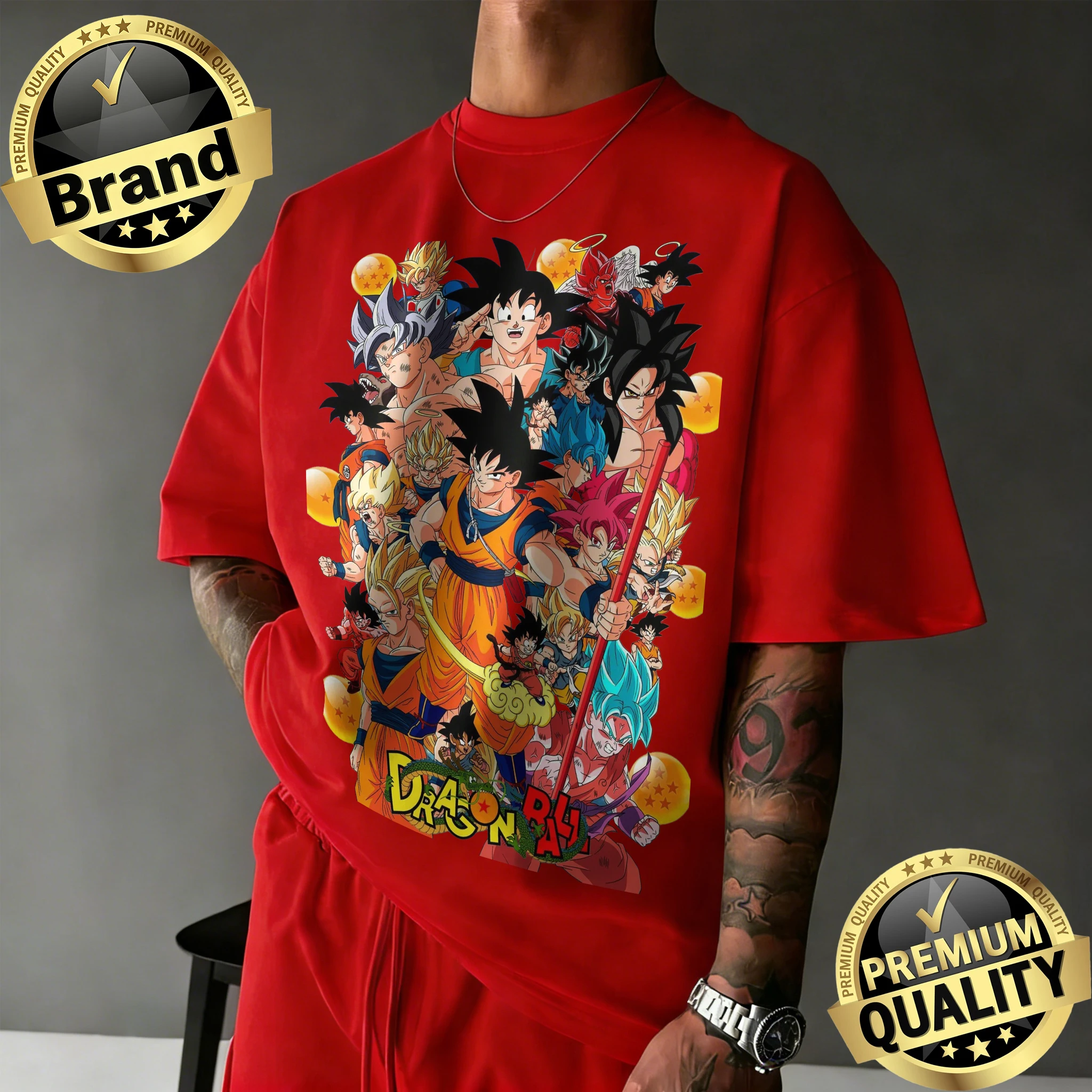 2026 Neues Dragon Ball Super Großes Retro Anime T-Shirt Wukong Vielseitiges Dragon Ball Muster-Print