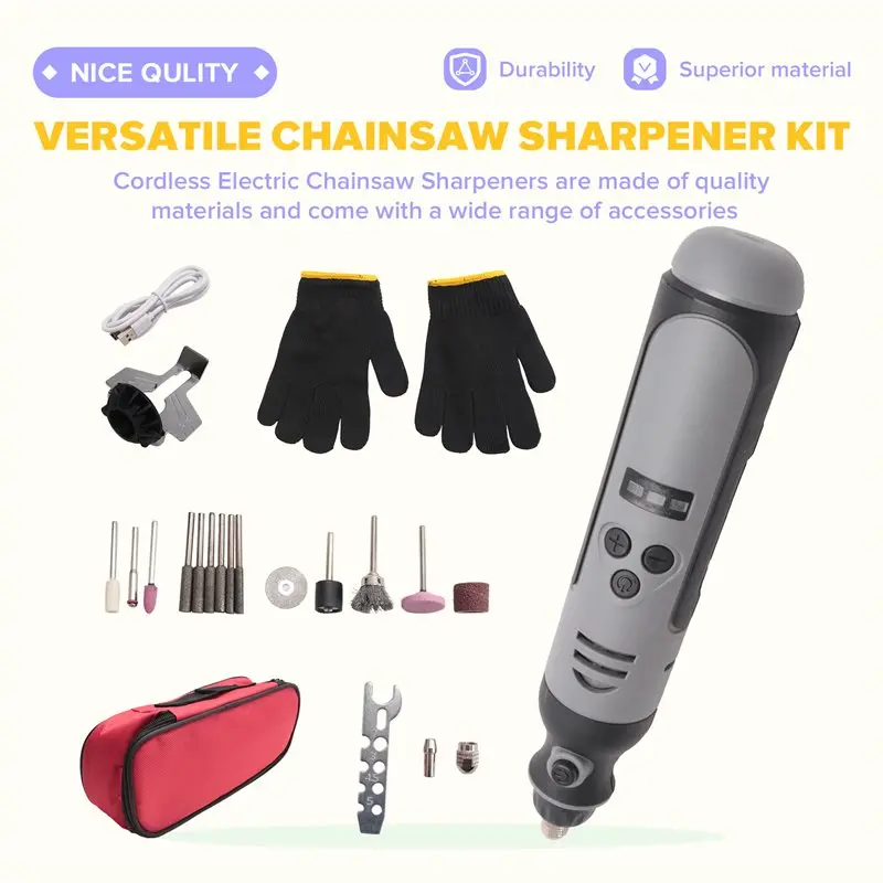 A15F-Cordless Chainsaw Sharpener, Electric Handheld Chainsaw Sharpening Kit, High Speed Chainsaw Sharpening Tool