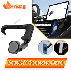 Foldable Wireless Magnetic Phone Hoder Phone Gripper for TESLA Model 3/Y Magnetic Car Phone Holder Support Arm Mobile Stand