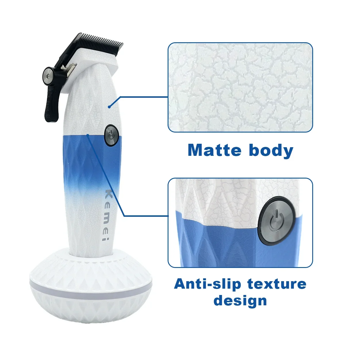 KEMEI KM-1689 ヘアクリッパー プロ仕様 DLCブレード 8800RPM 2500mAh コードレス 充電式 ベース充電器付き 散髪マシン