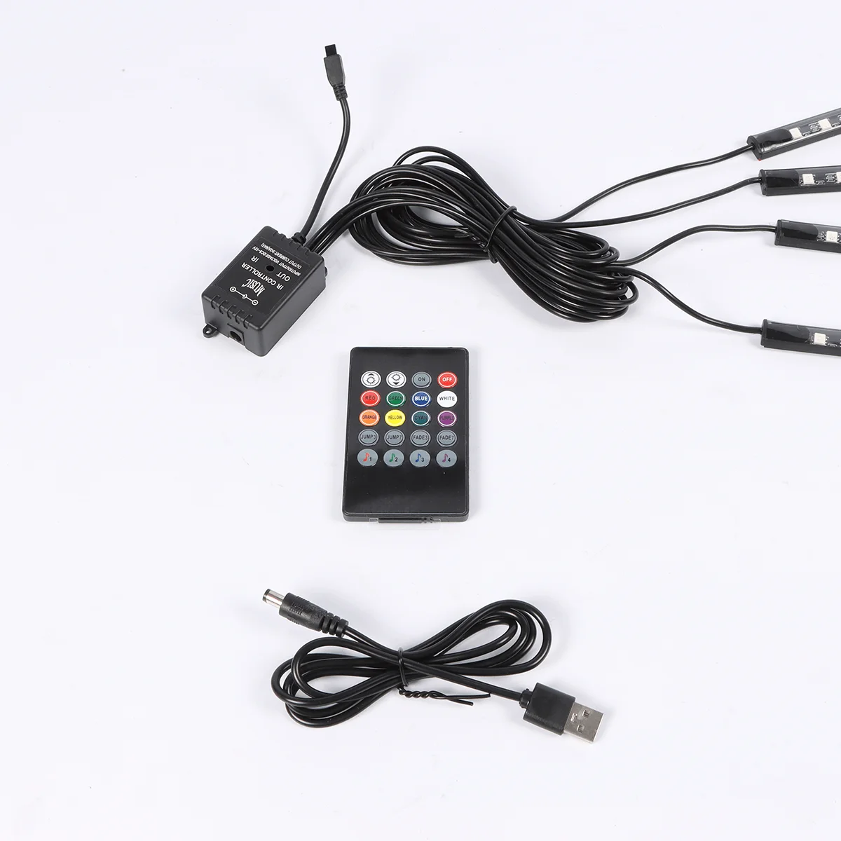 

Universal Car Atmosphere Light Set A Tow Four 48 Light Strip RGB+USB Head/RemoteControl+Voice Control Party Atmosphere Diode