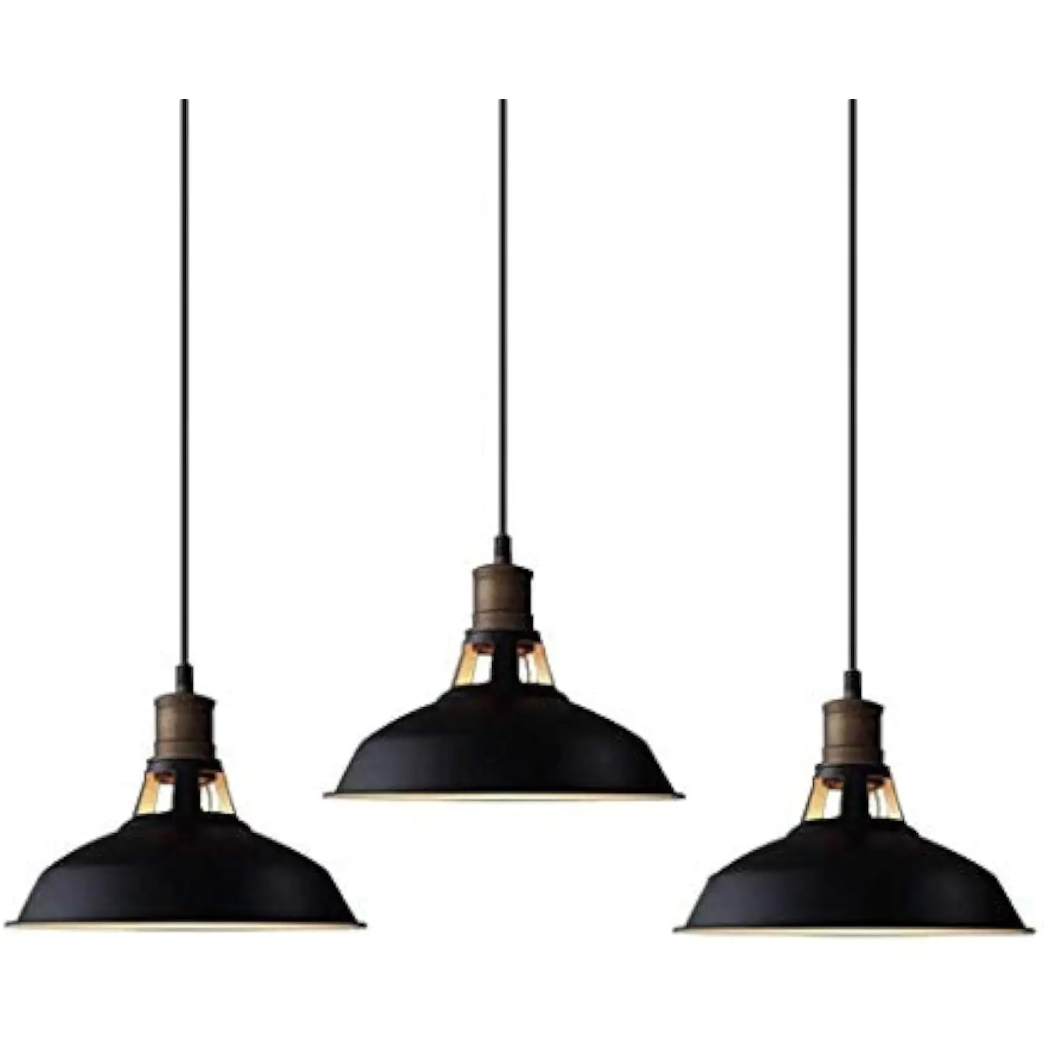 

Ecopower Industrial Metal Barn Pendant Light 3 Pack Hanging Pendant Lighting for Kitchen Bar Restaurant Cafe