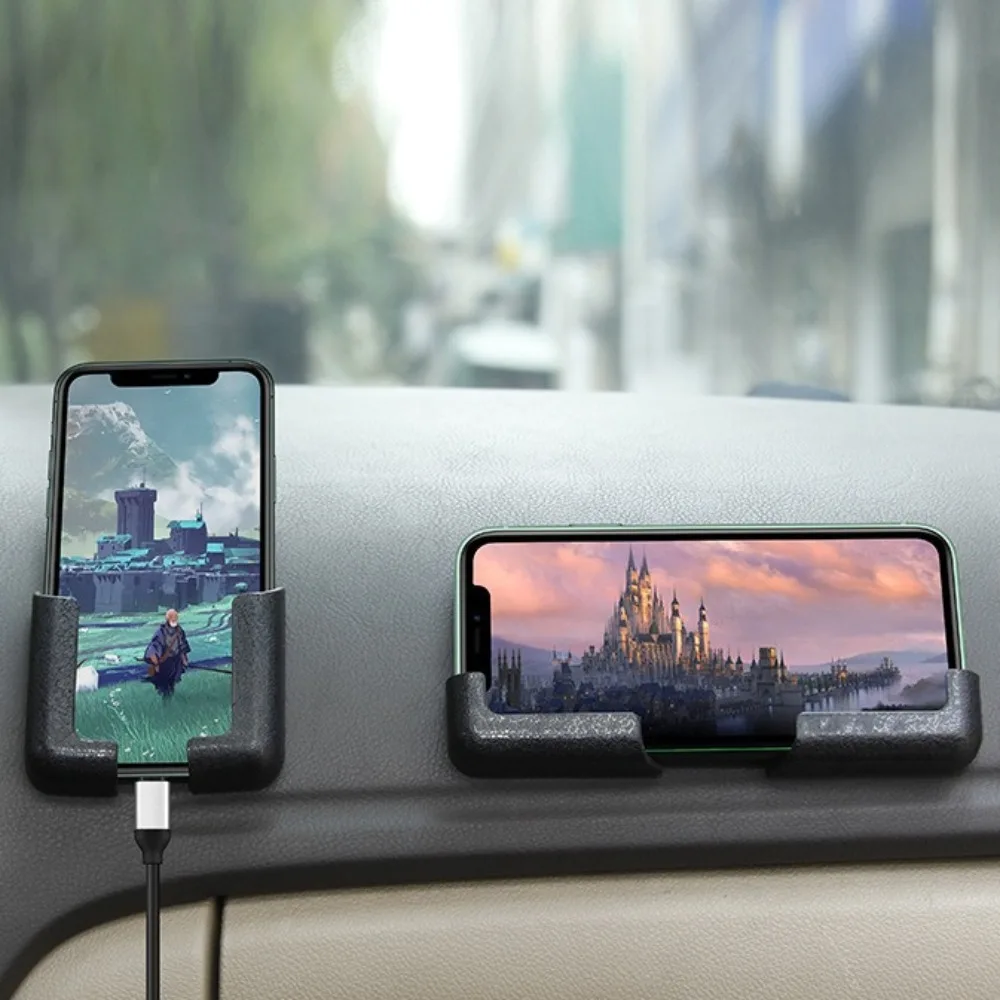3/1pcs Car Wall Mount Phone Holder White Punch Free Wall Mobile Phones Charging Stand Lazy Sticky Remote Control Storage Box