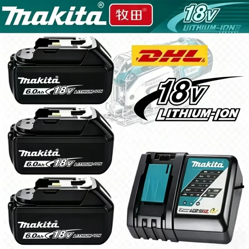 Compatible with Makita Original Chargers, New 100% Original 18V 6.0Ah Rechargeable LXT Power Tool Battery BL1840 BL1850 BL1860B