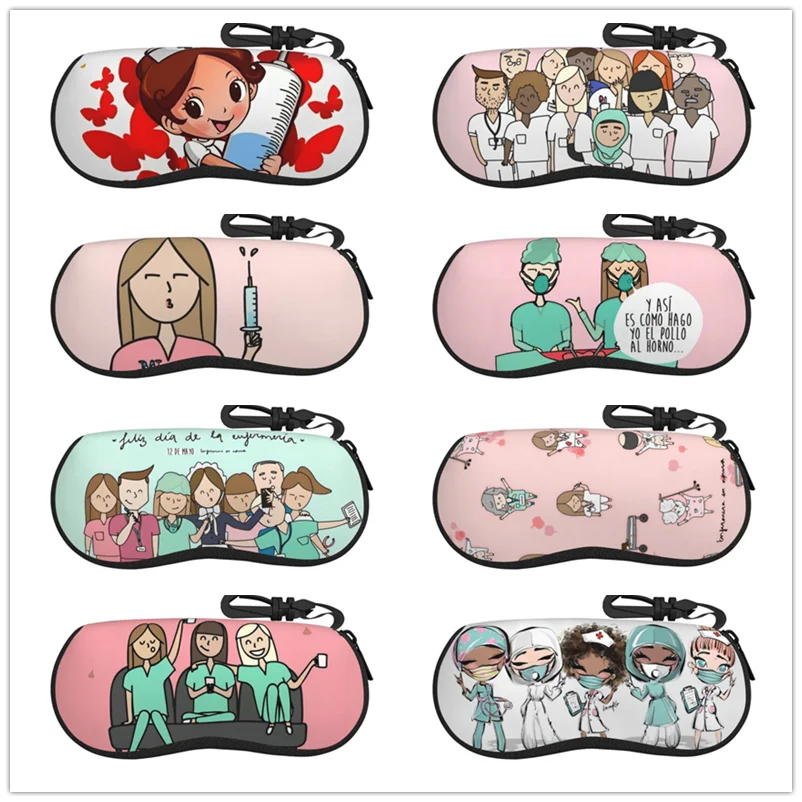 Glasses Case Enfermera En Apuros Doctor Nurse Funny Portable Zipper Glasses Case Unglasses Cover Glasses Storage Case