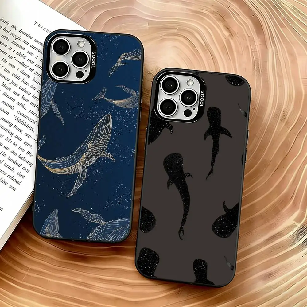 

Whale Pattern Phone Case For iPhone 17,16,15,14,13,12,11 Plus,Pro Max,XS,Colorful Silver Black Cover