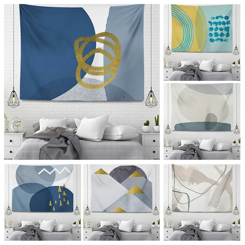 Custom Wall decoration tapestry aesthetic room decor accessories wall hanging  large fabric wall nordic home grey blue decor