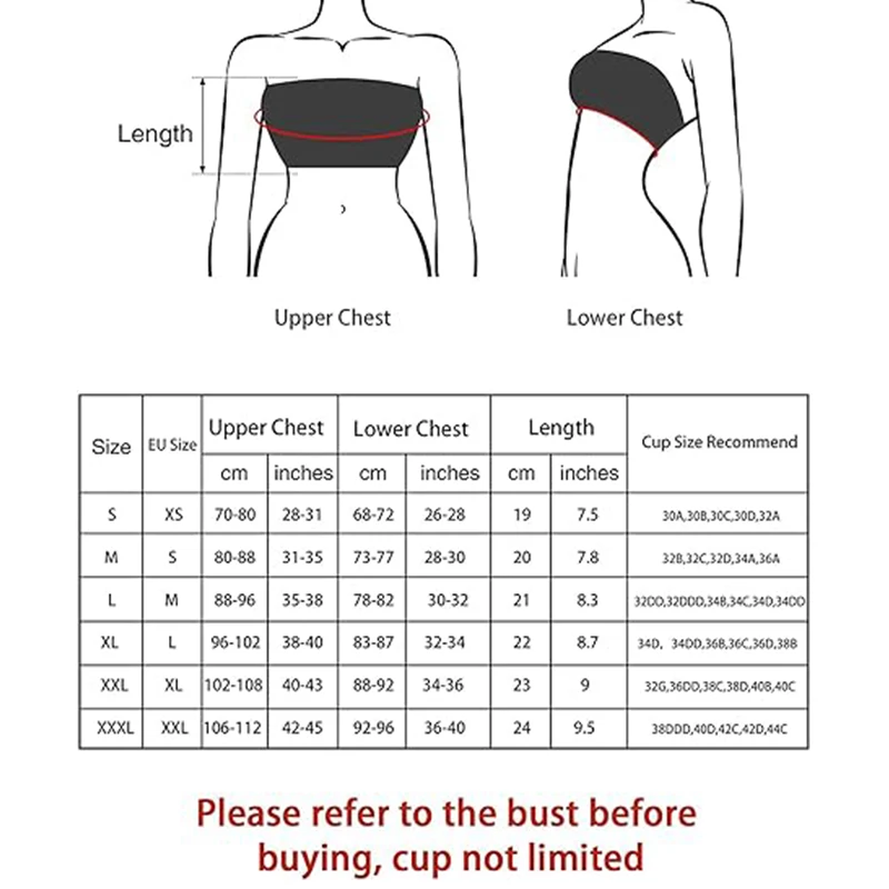 BurVogue Women Bandeau Bra Padded Strapless Bralette Bra Seamless Bandeau Tube Top Bra