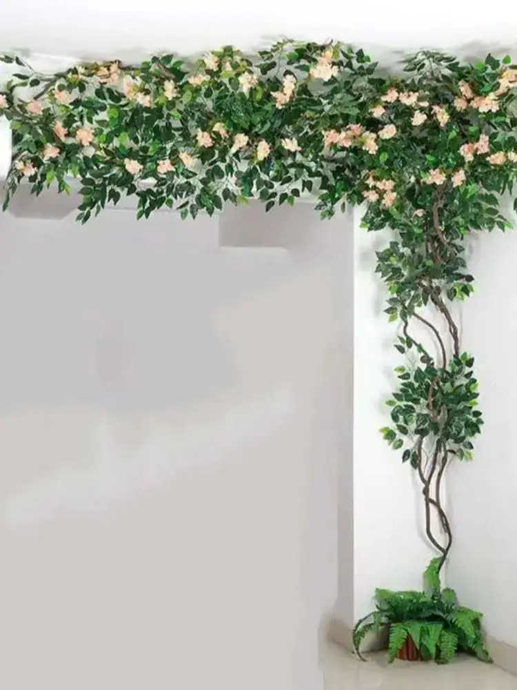 Plantas artificiales de árbol de flor de cerezo artificiales para decoración del hogar, tubería ornamental de aire acondicionado de techo interior
